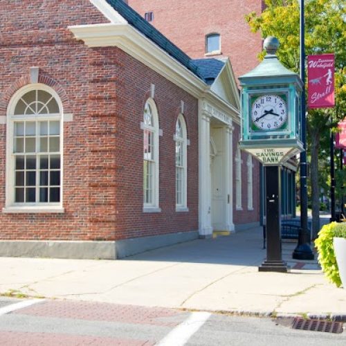 Outside the Main Office of the bank.